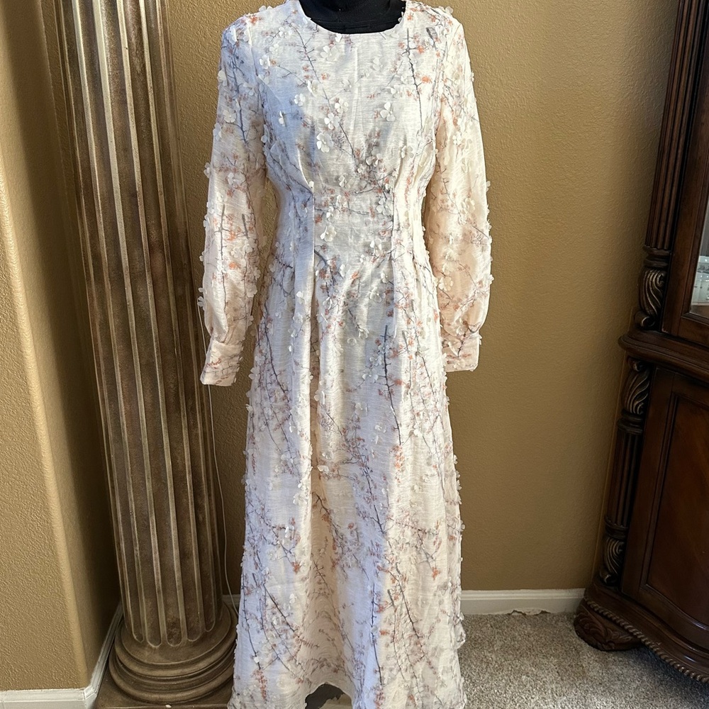 3D Floral Long Sleeve Dress